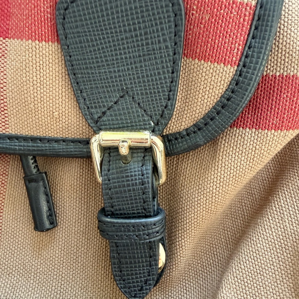Burberry Brown Black and Red Canvas Drawstring Backpack - Picture 5 of 15